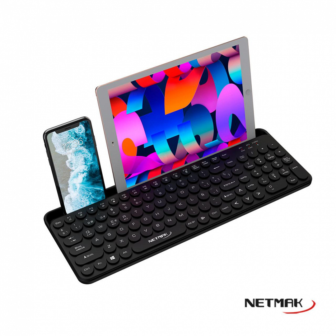 Teclado Netmak KB380 -Inalambrico -Negro -multidispositivo -bluetooth (NM-KB380)